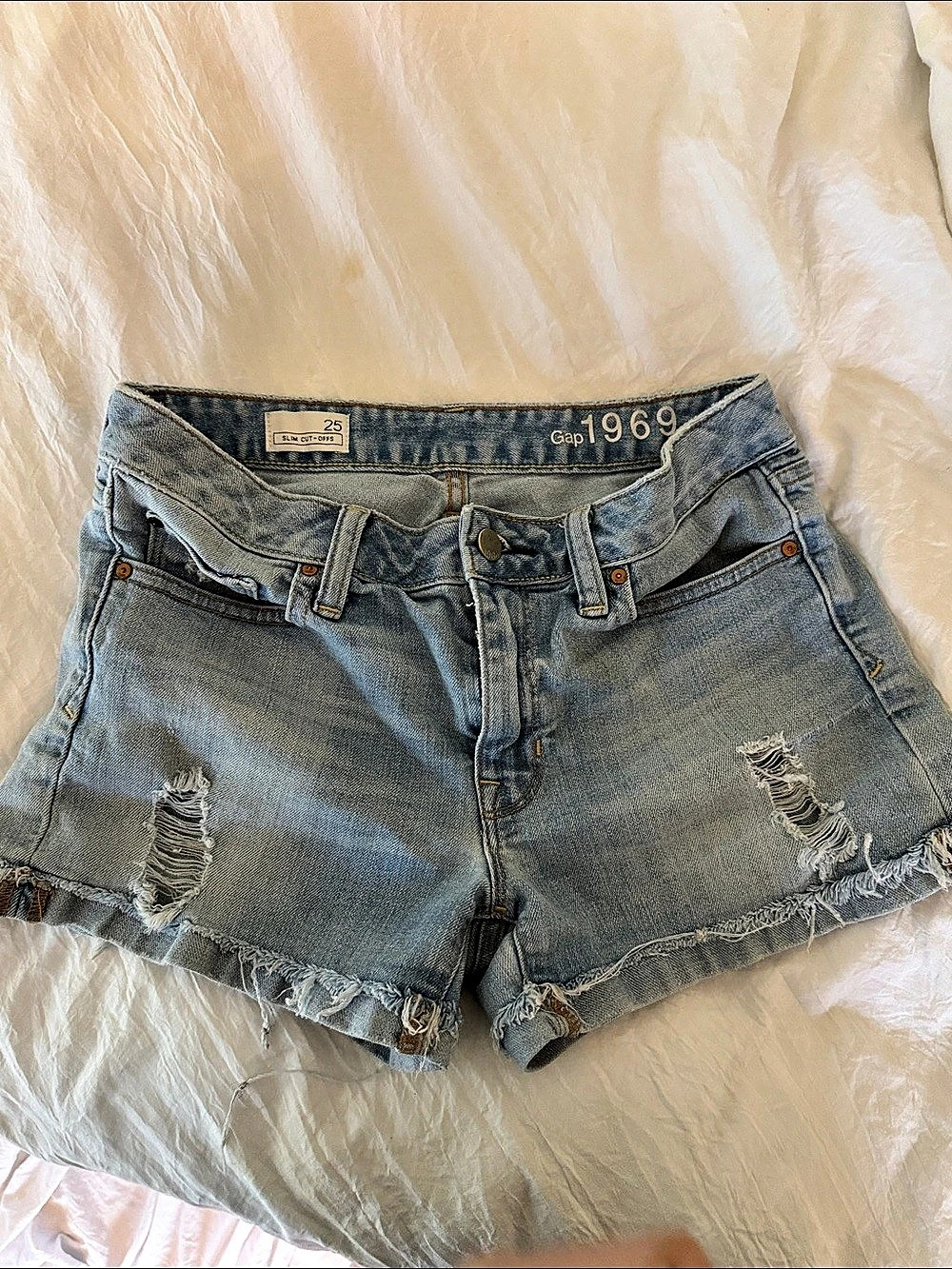 Gap 1969 Slim Cut-Off Denim Shorts Blue Waist 25